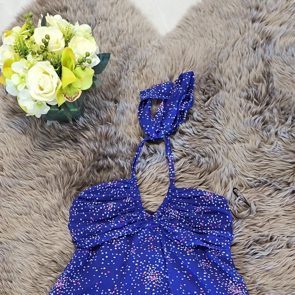 Blue Halter Dress with Star Pattern - Picture 2 of 9